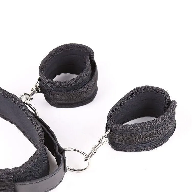 0998M      Bondage Sex Positioning System Thigh to Neck and Wrist Cuffs Set