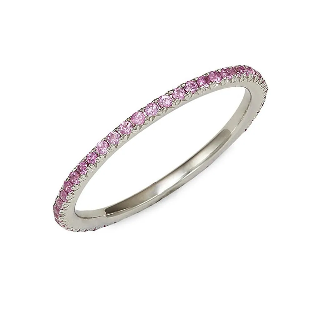 14K Gold and Pink Sapphire Eternity Stacking Rings