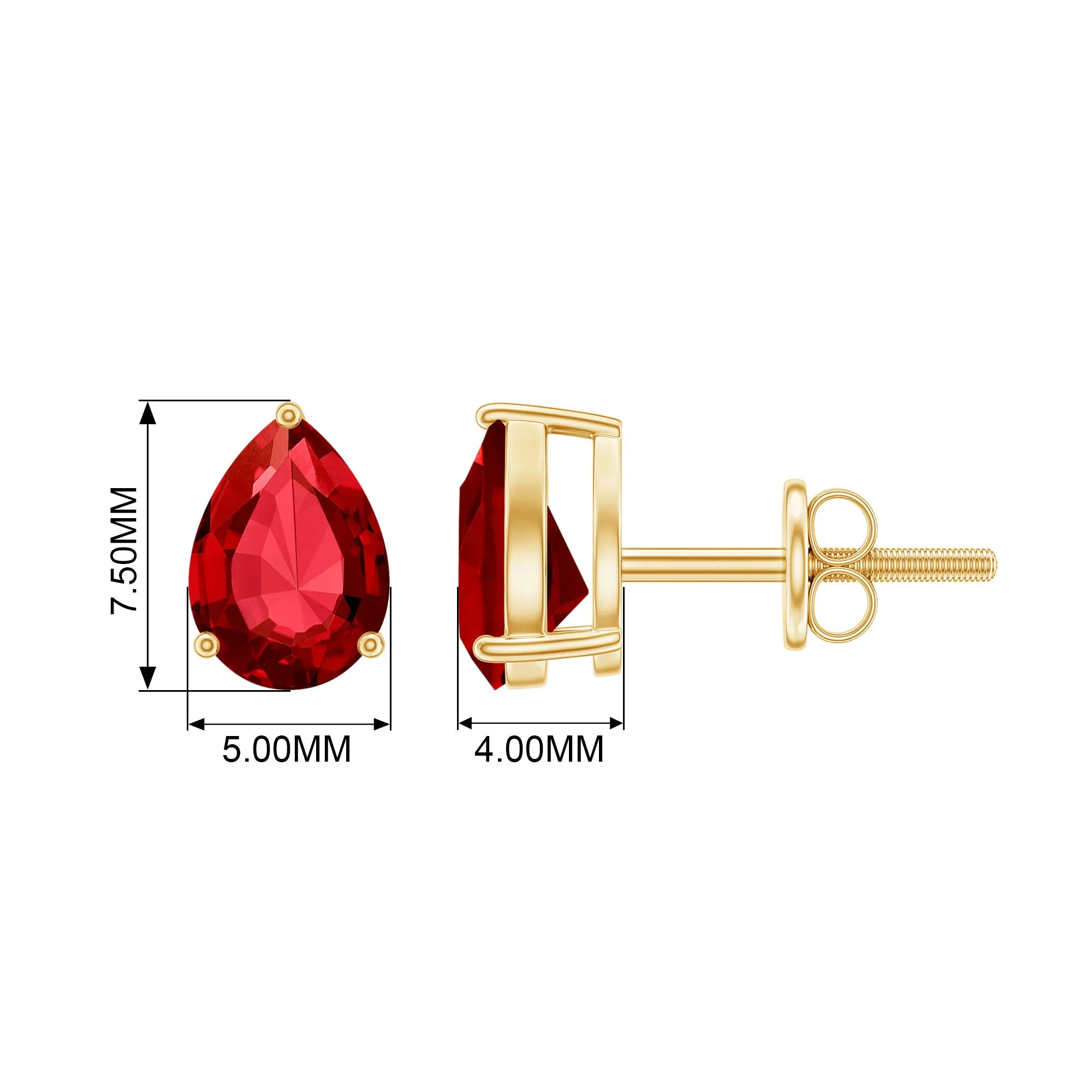 1.50 CT Pear Cut Created Ruby Solitaire Earrings