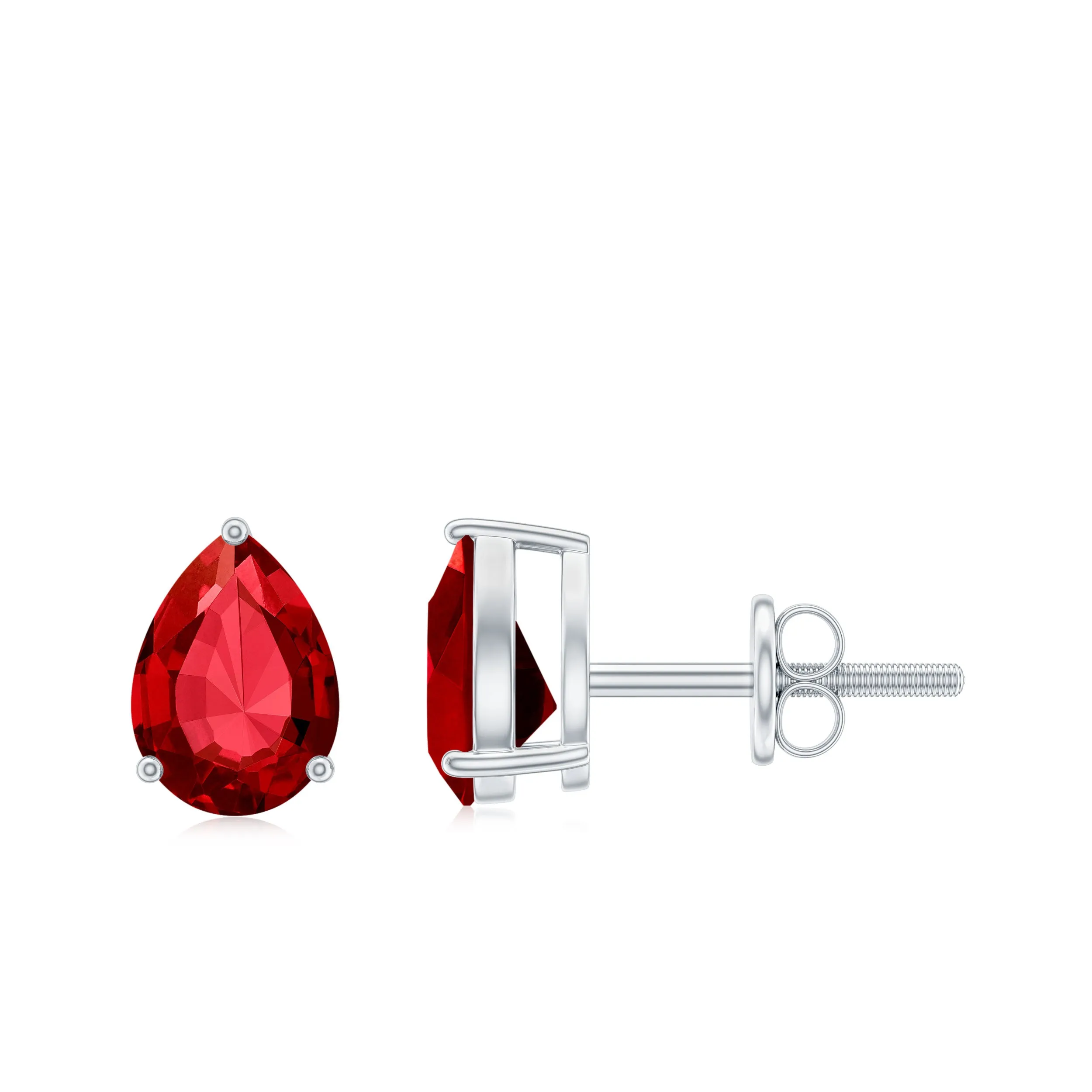 1.50 CT Pear Cut Created Ruby Solitaire Earrings