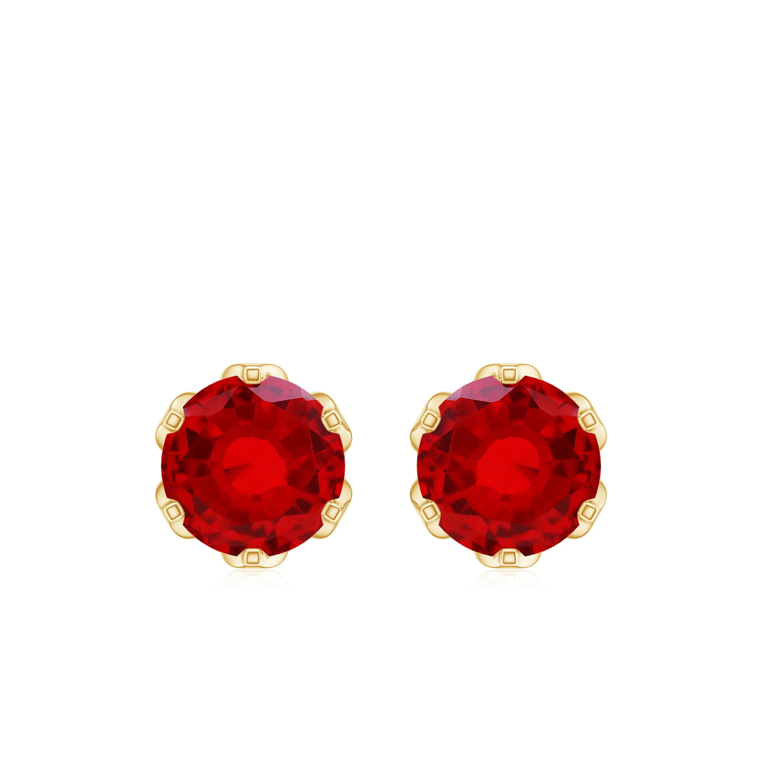 2 CT Round Cut Lab Created Ruby Solitaire Stud Earrings for Women