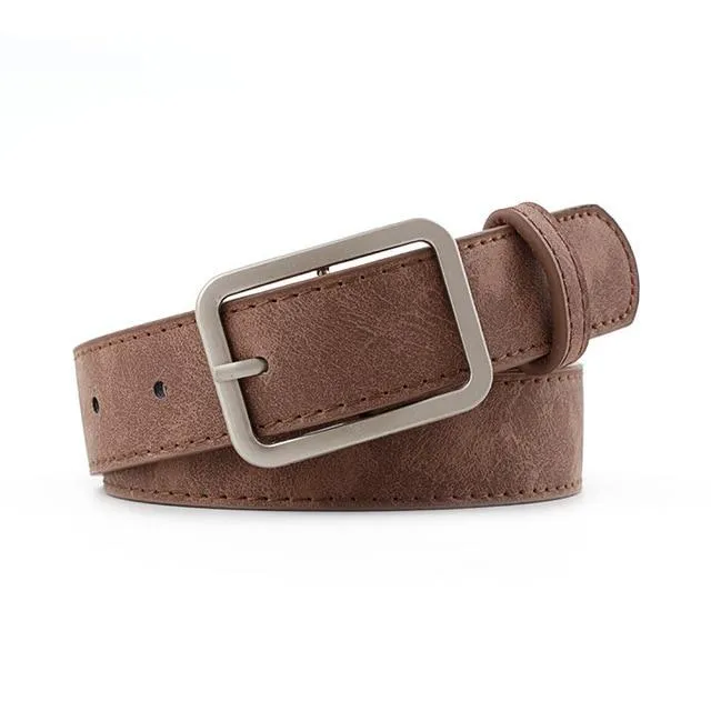 2020 2.8cm Wide Leather Waist Strap Belt Black Brown high quality Women Square Metal Buckle belts Ladies Female Belts for Jeans