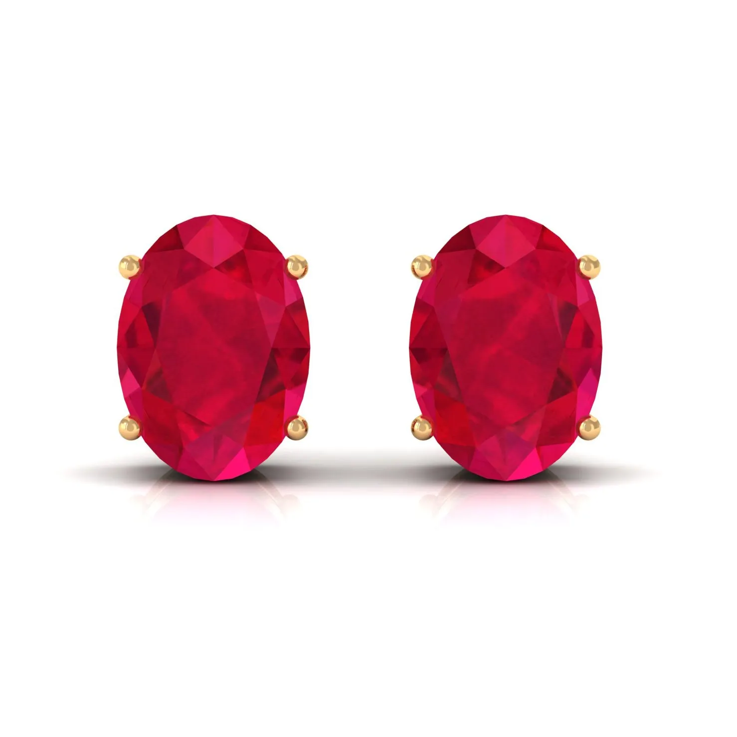 2.25 CT Solitaire Stud Earrings with Oval Shaped Created Ruby