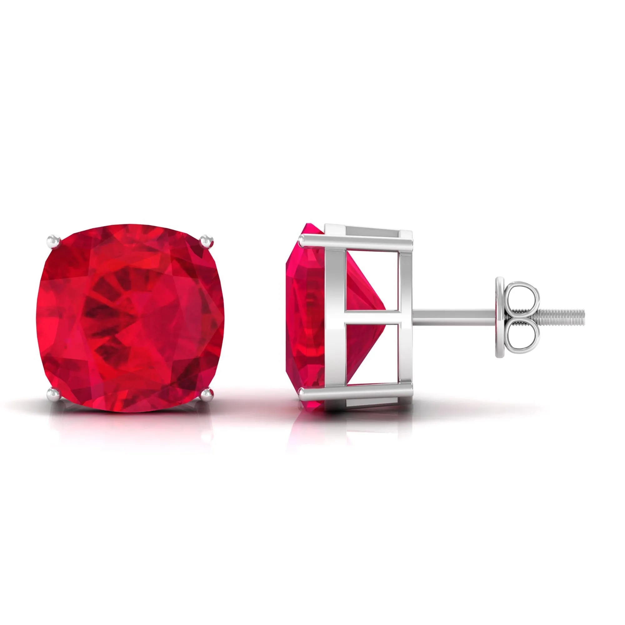 7.5 CT Created Ruby Solitaire Stud Earring in 4 Prong Setting