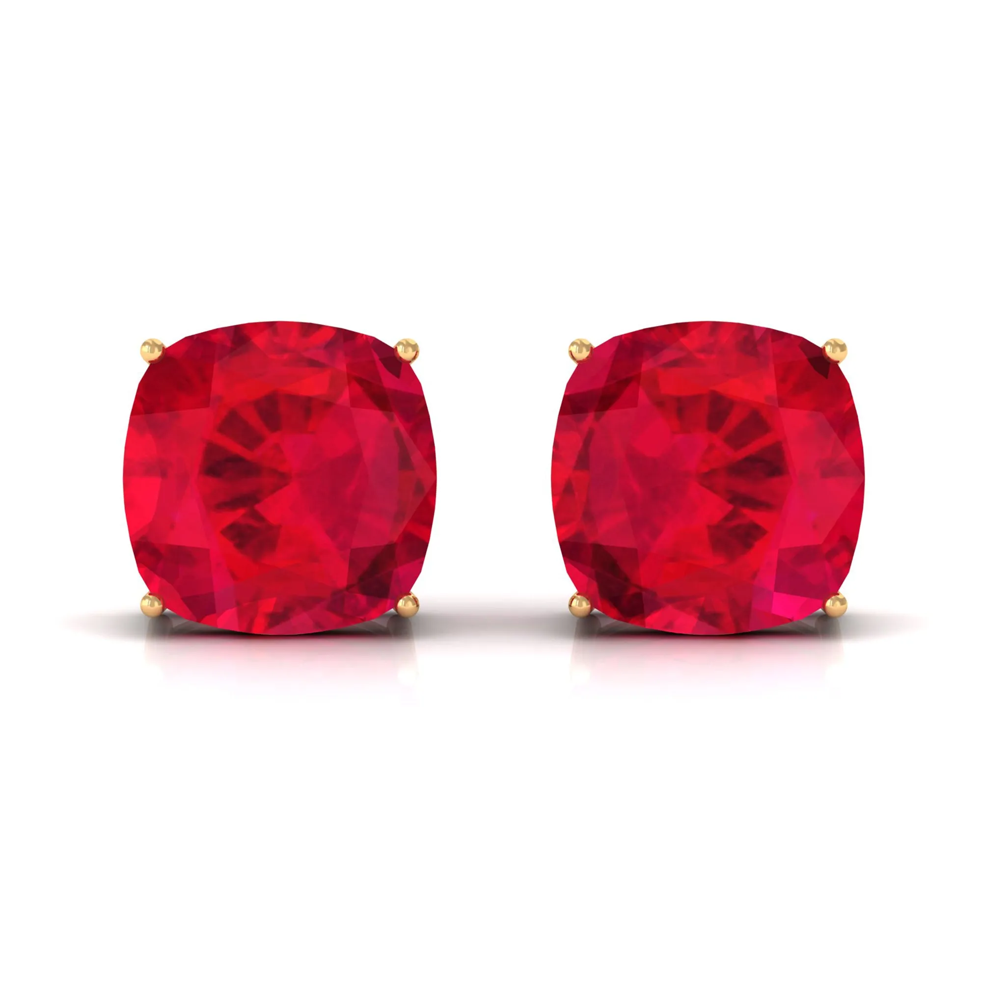 7.5 CT Created Ruby Solitaire Stud Earring in 4 Prong Setting