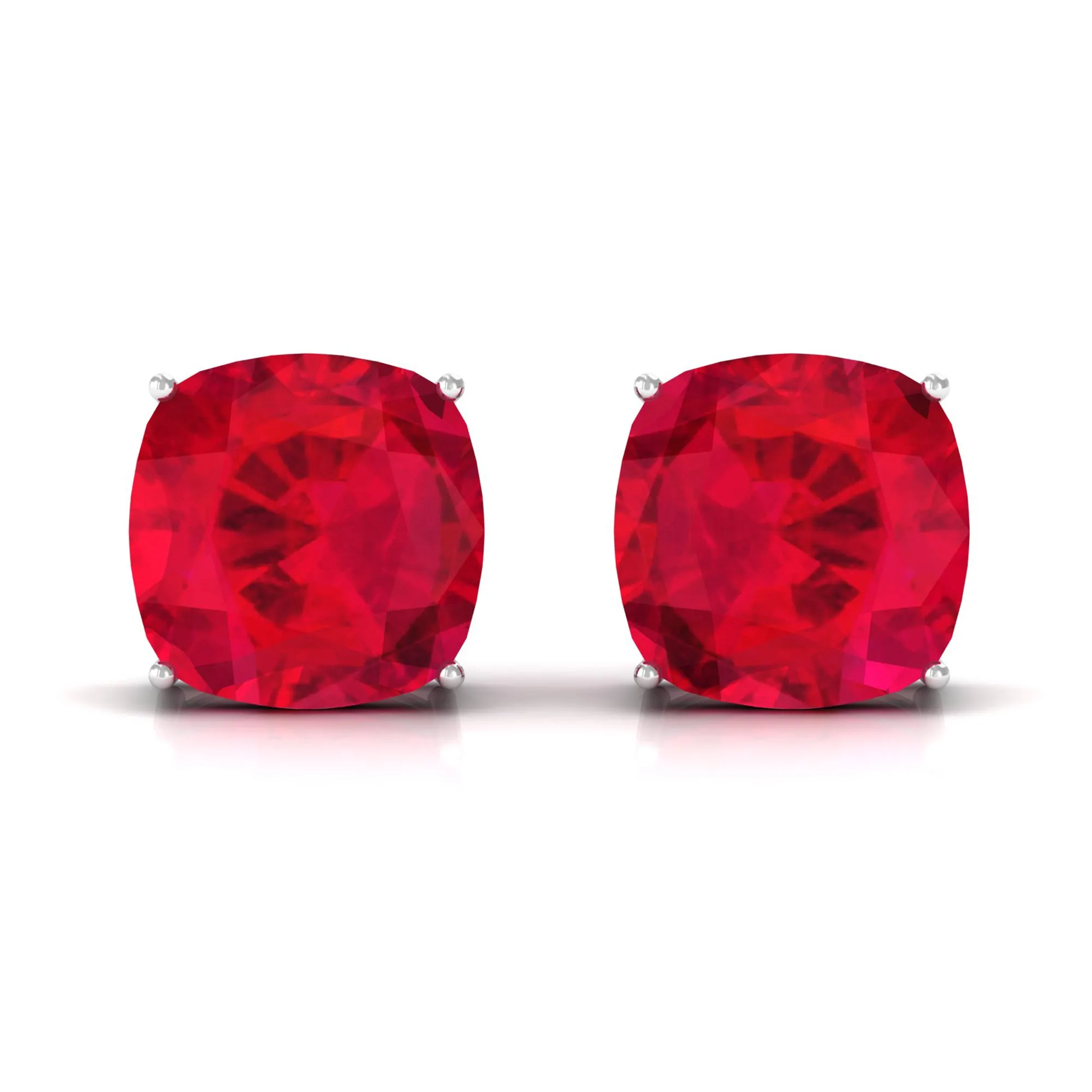 7.5 CT Created Ruby Solitaire Stud Earring in 4 Prong Setting