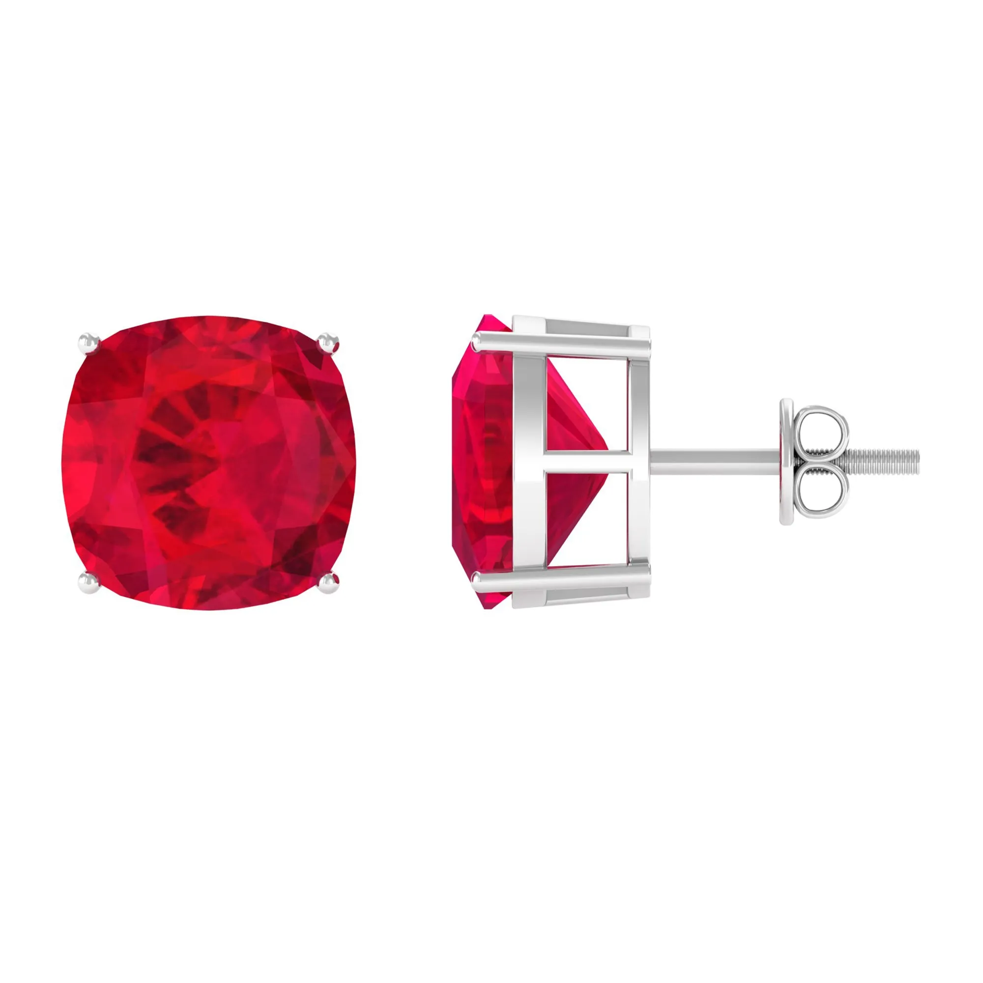 7.5 CT Created Ruby Solitaire Stud Earring in 4 Prong Setting