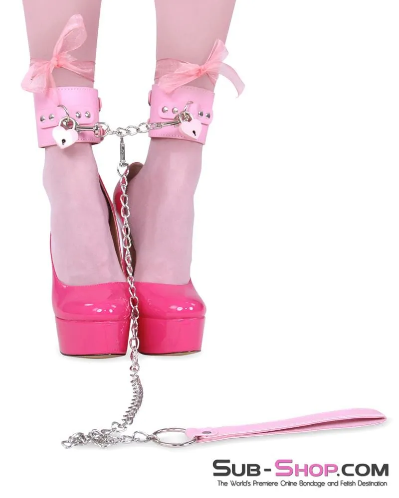 8969DL-SIS      Sissy Glam Girl Double Strap Pink Ankle Cuffs