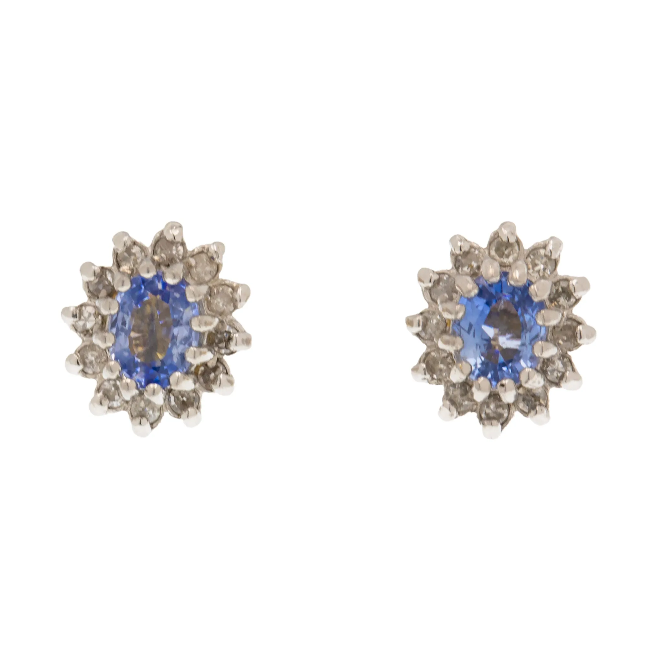 9ct White Gold Sapphire Diamond Cluster Earrings, 0.40ct