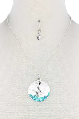 Anchor Round Pendant Necklace