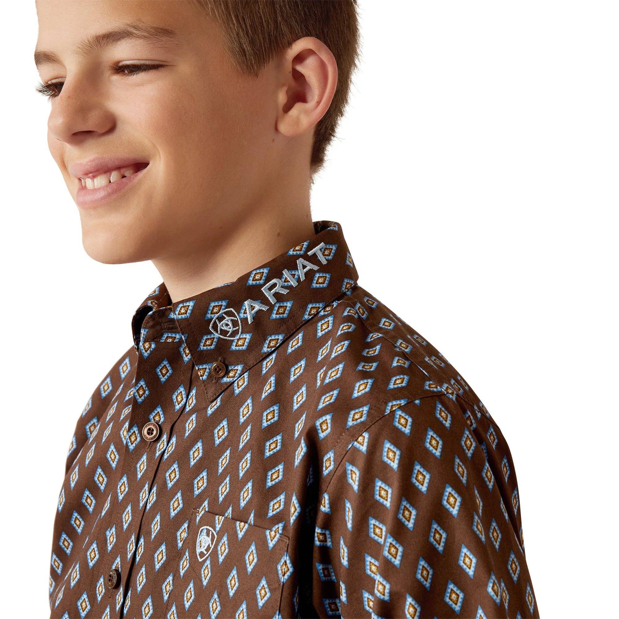 Ariat Youth Boy's Team Oak Classic Fit Button Down Shirt 10054069