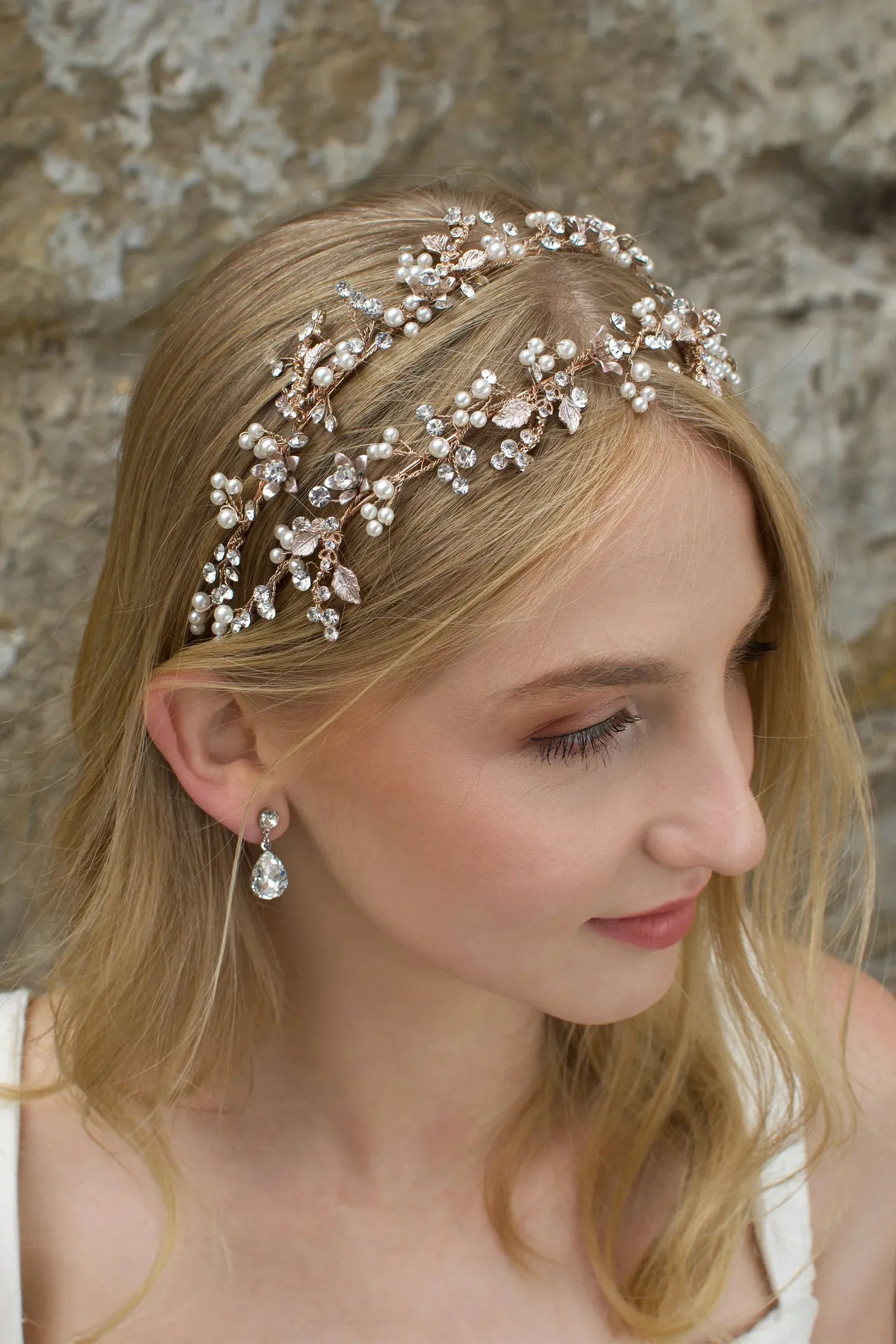 Arlo - Floral Crystal & Pearl Bridal Double Headband