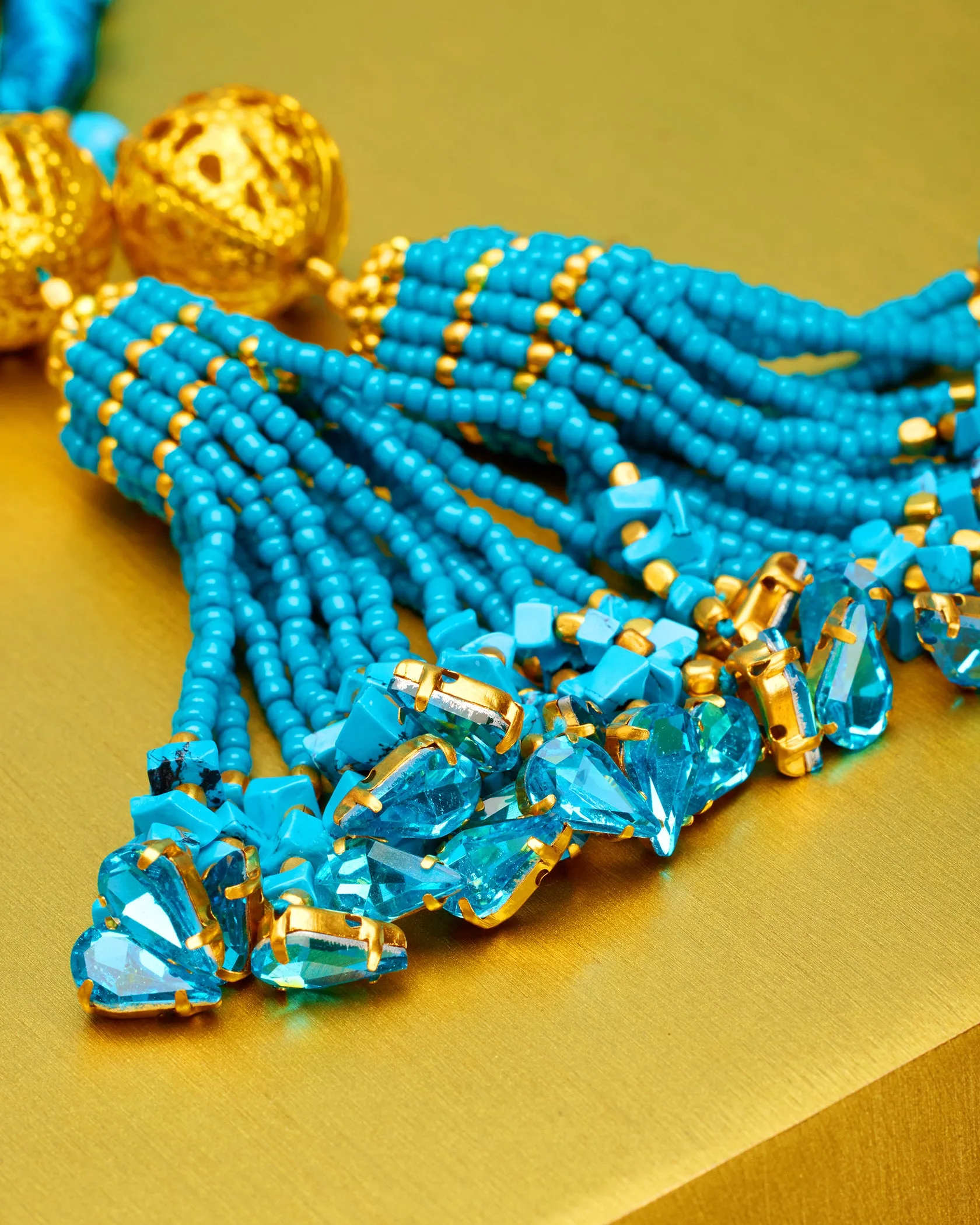 Artemis Rope Belt in Turquoise and Crystal Beading