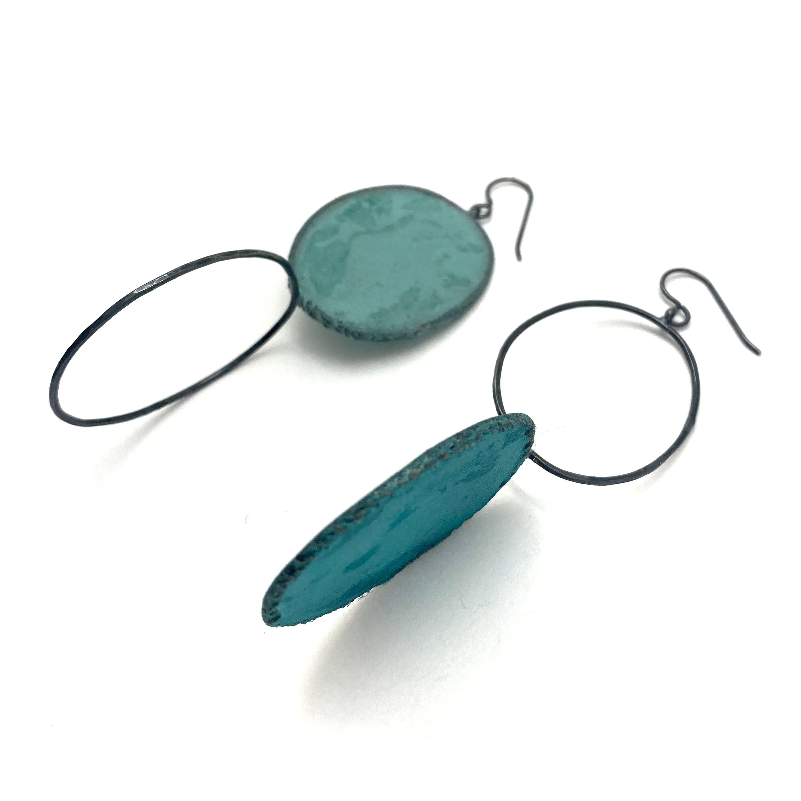 Asymmetric Teal Earrings