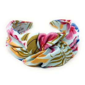 Blue Floral Wide Knotted Headband