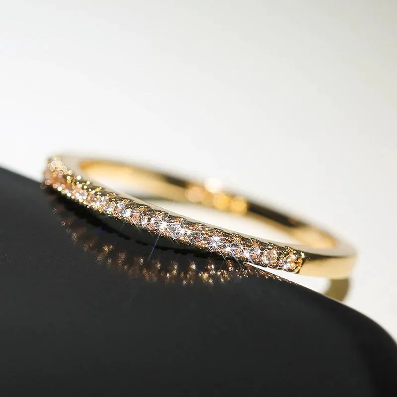 Brilliant Zircon Encrusted Ultra-Thin Stackable Rings