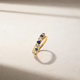 Bubbly Crossover Sapphire and Diamond Ring