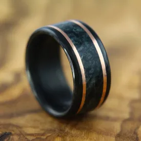 Carbon Fiber, Marble, and Rose Gold Ring