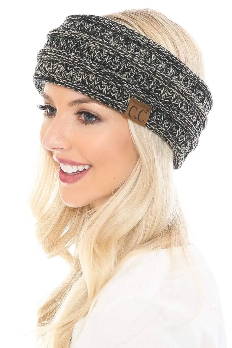 C.C HW826 - Soft Stretch Winter Warm Cable Knit Fuzzy Lined Ribbed Ear Warmer Headband