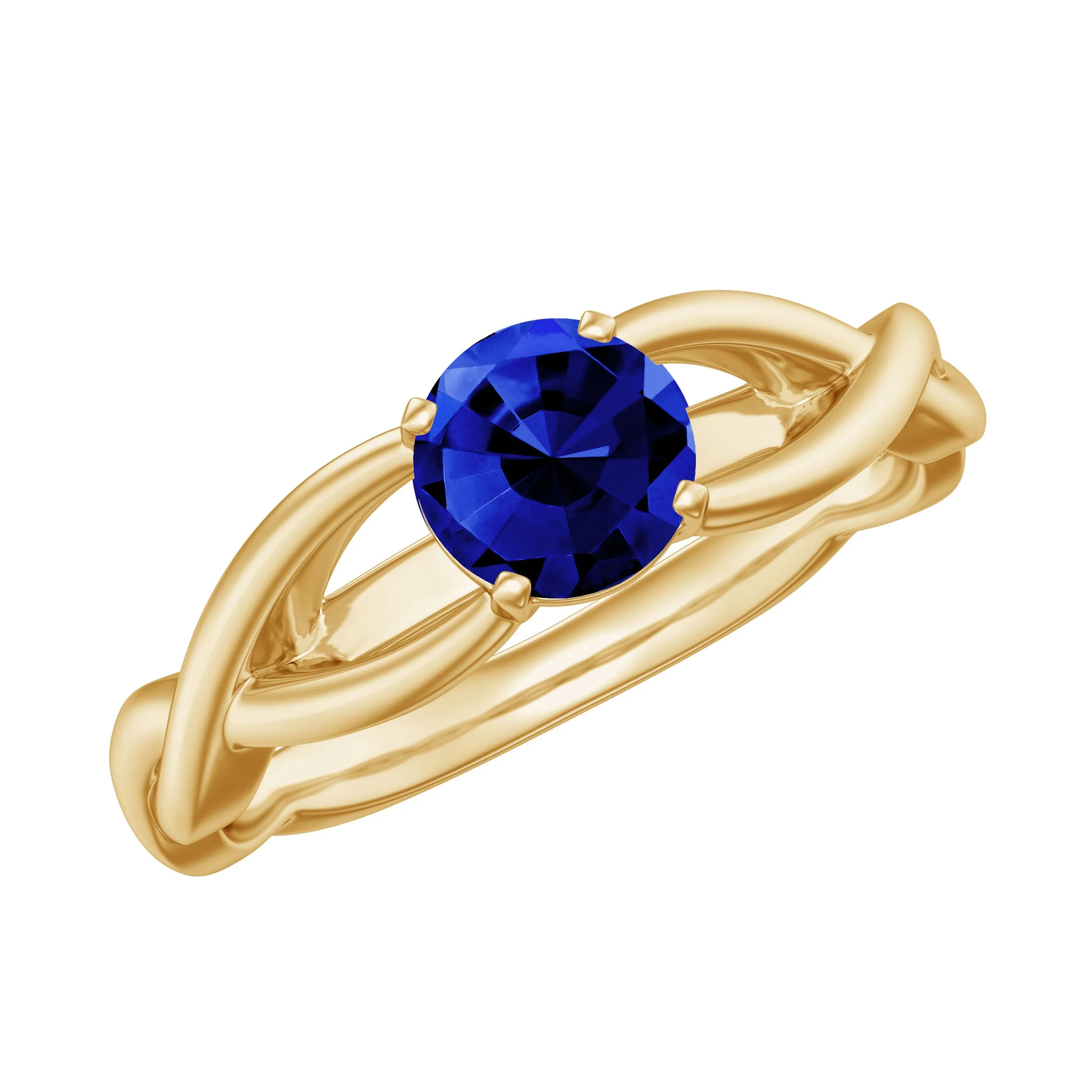 Certified Lab Created Blue Sapphire Solitaire Ring with Surprise Diamond