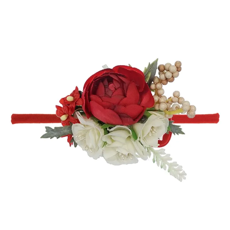 Christmas Holiday Floral Baby Girls Headband - Red (Style 3)