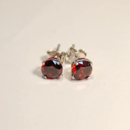 CZ Studs- 4 Claw, Birthstone Colors