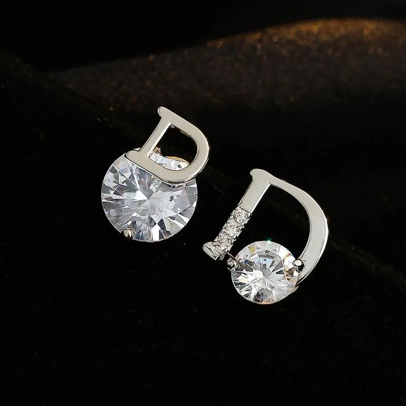 D letter diamond Earring