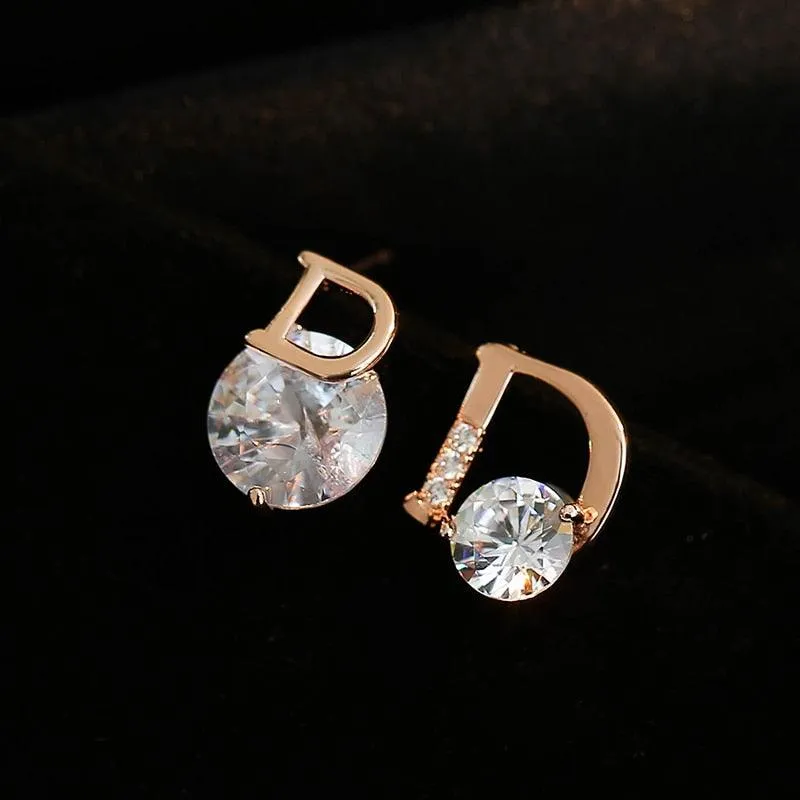 D letter diamond Earring