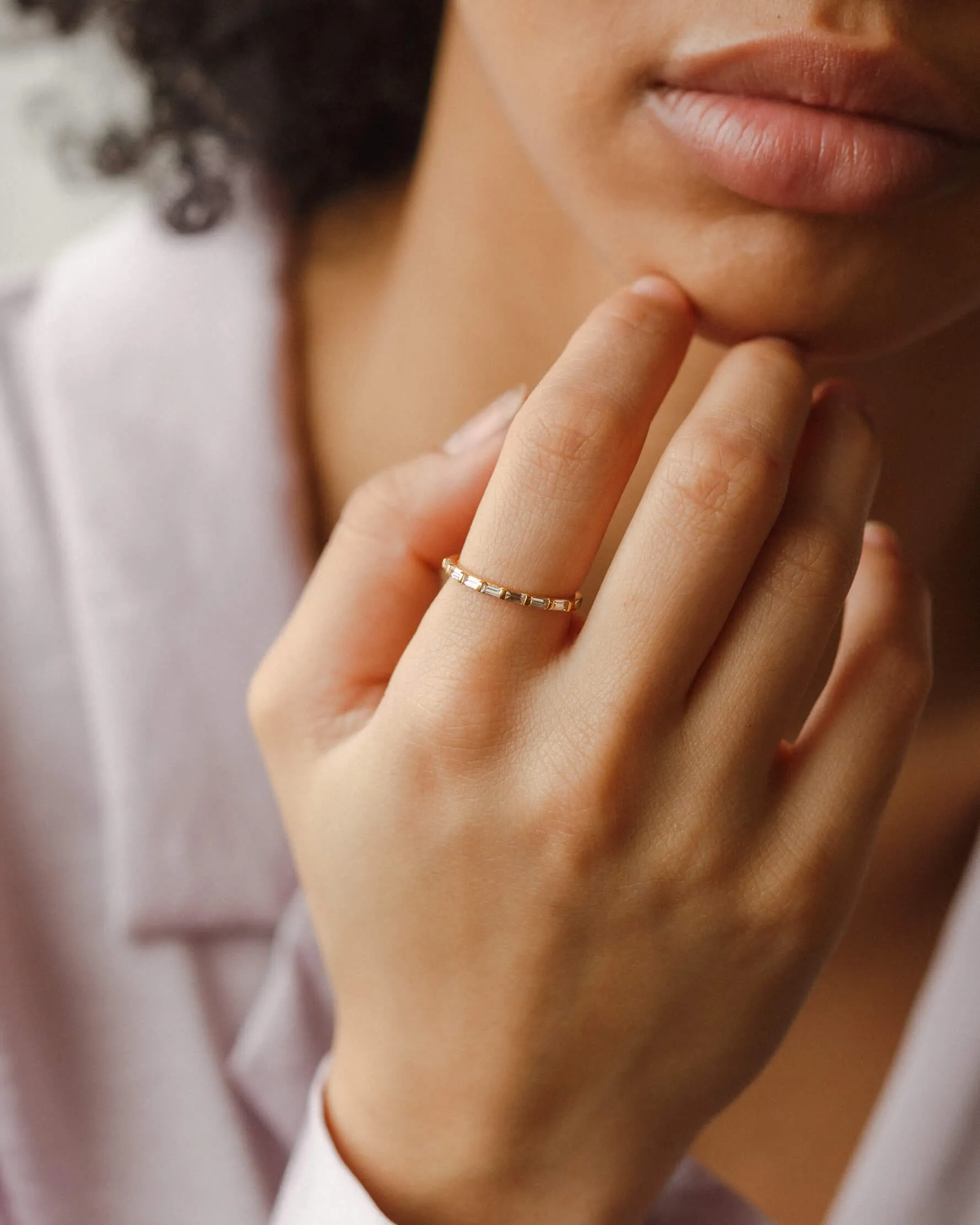 Deco White Sapphire Ring