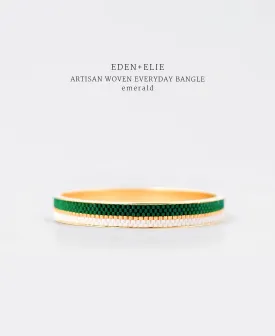 EDEN   ELIE Everyday Gold Narrow Bangle - emerald green