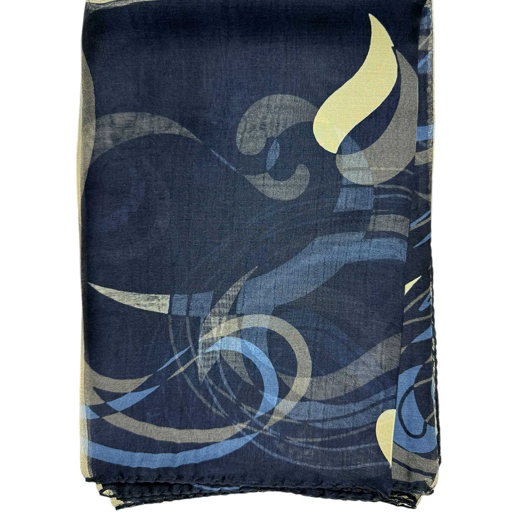 Emporio Armani Scarf Midnight Blue Design - Lightweight Silk Shawl SALE