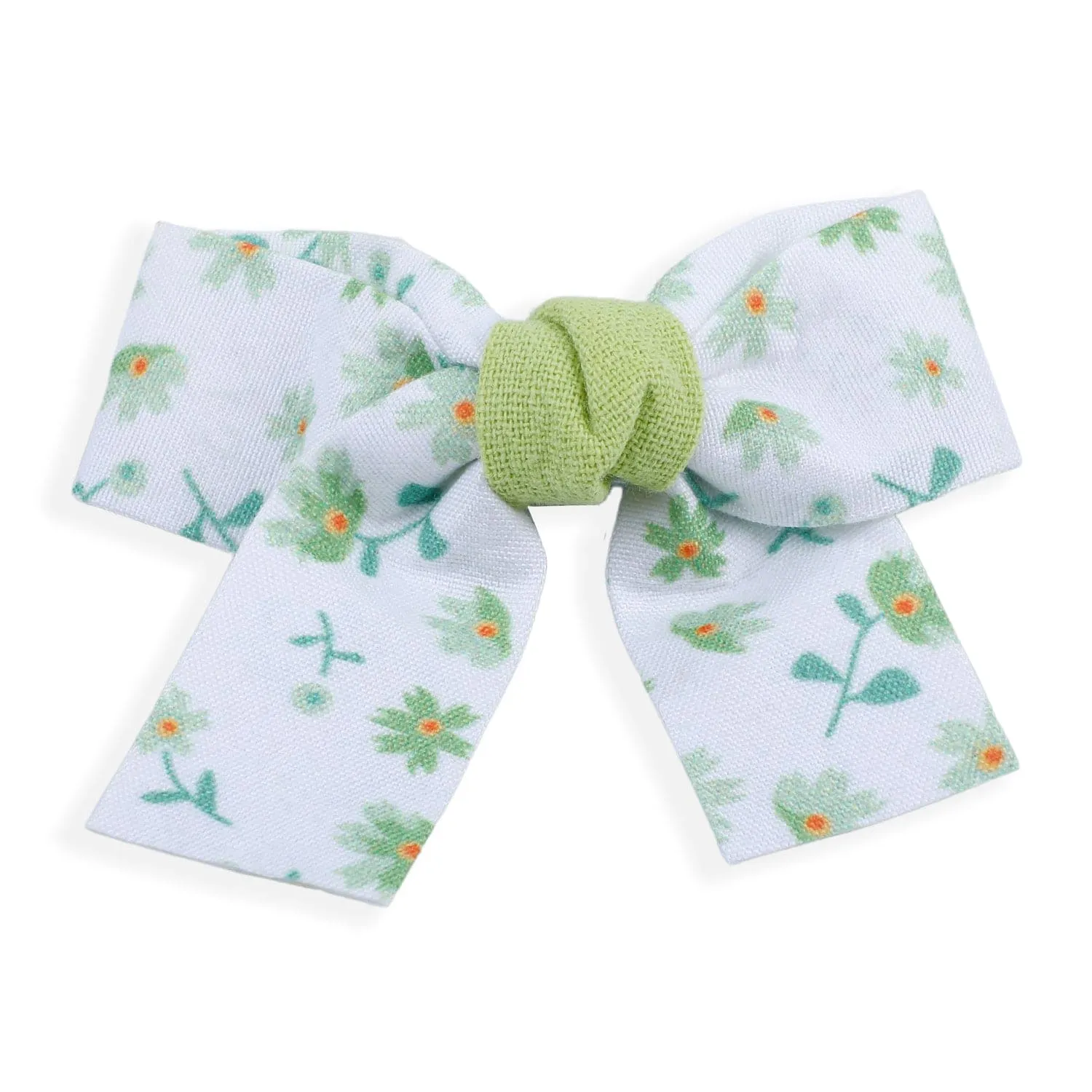 Floral Hair Bow Clip Set of 2 - Green