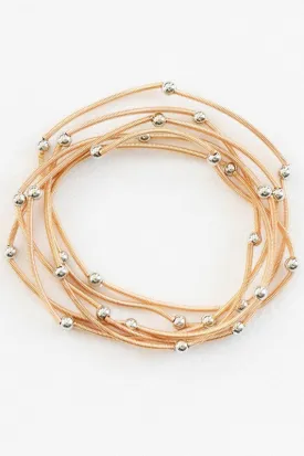 Gold Beaded Guitar String Bracelet Set