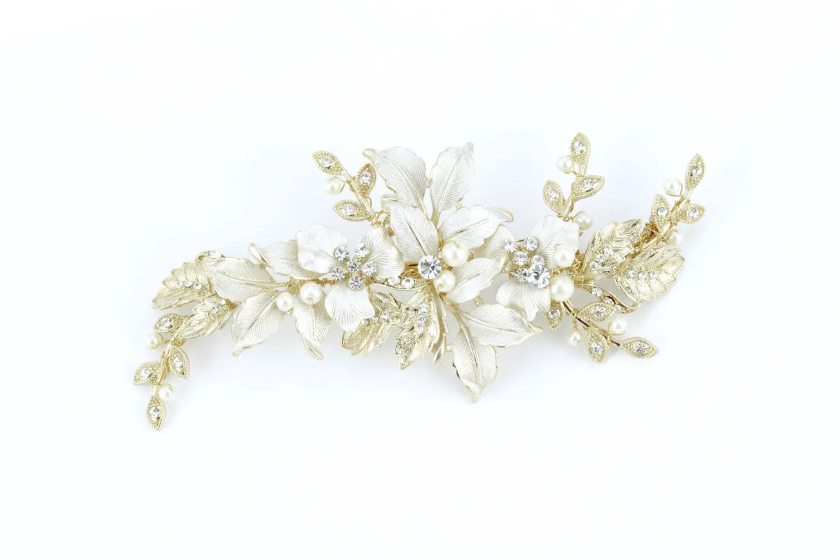 Hallie - Leaf Pearl Bridal Hair Clip