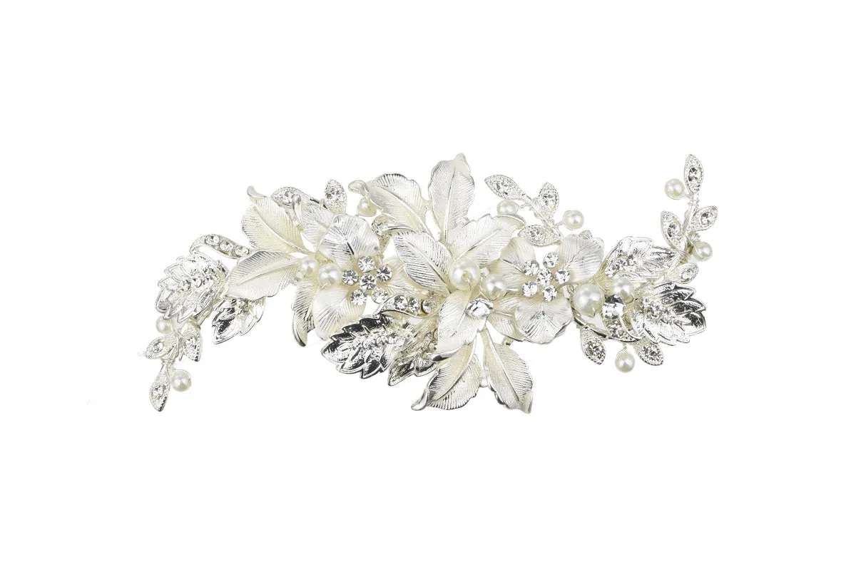 Hallie - Leaf Pearl Bridal Hair Clip