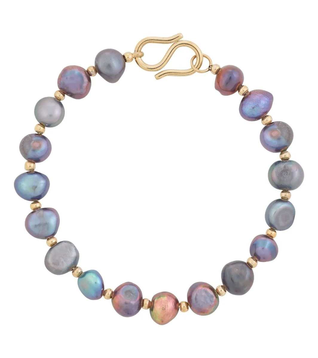 Iris Pearl Bracelet Teal Gold