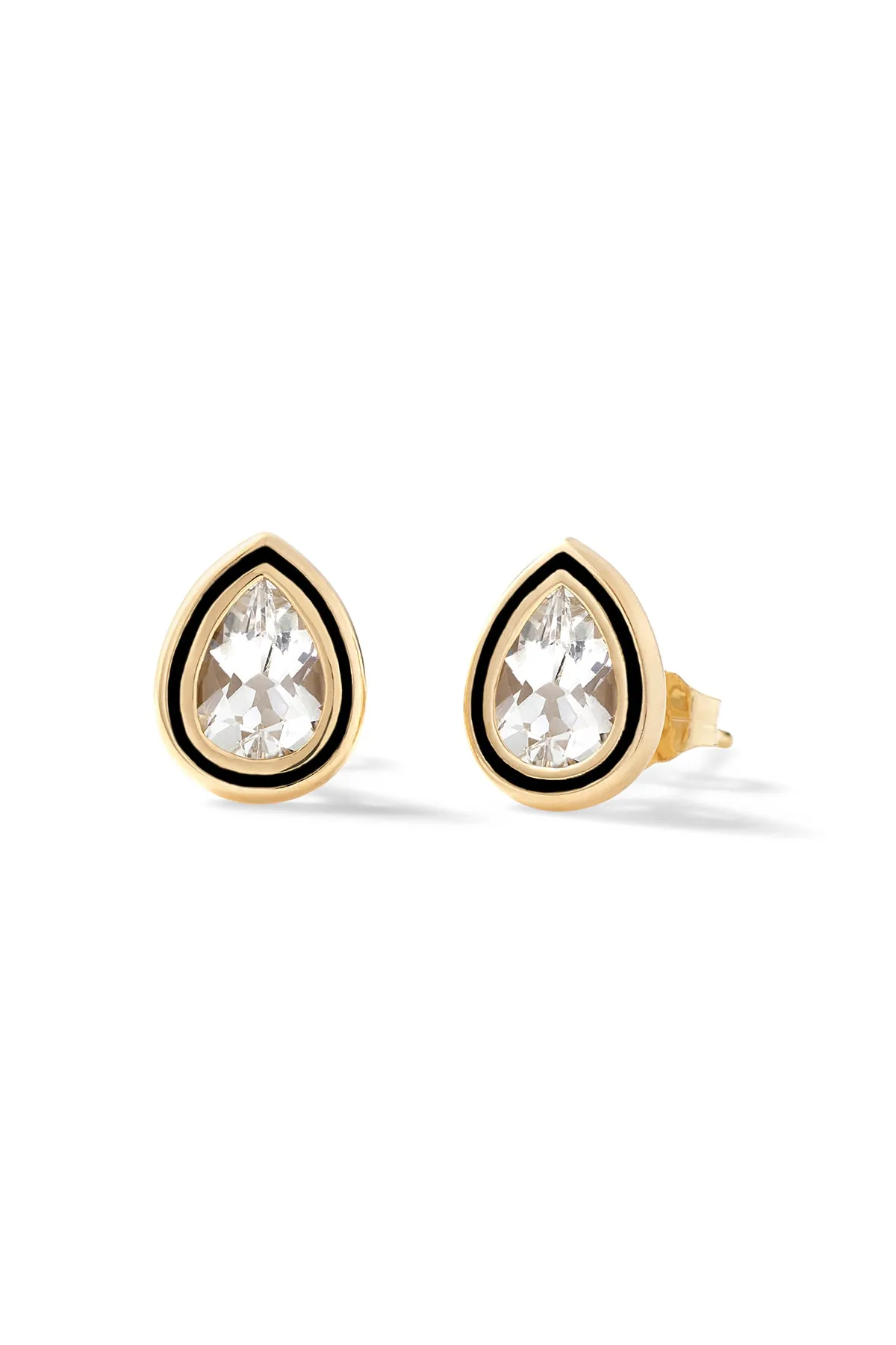 Madison Pear Bezel Stud Earrings