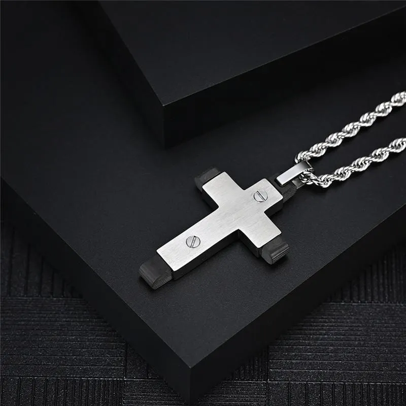 Men's Christian Necklace <br> Black Plated