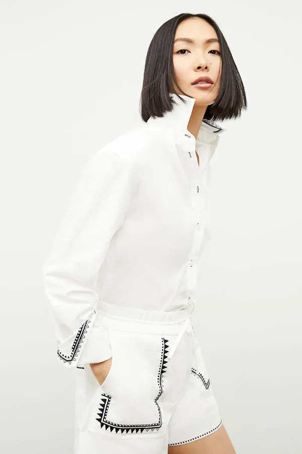 Mila Button-Down - Poplin Embroidery :: White