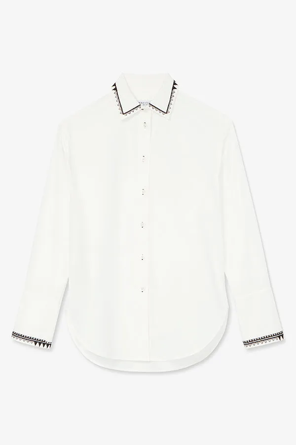 Mila Button-Down - Poplin Embroidery :: White