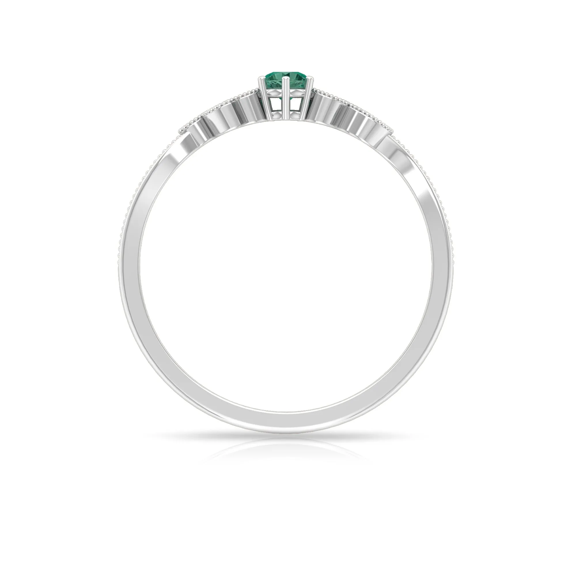 Minimal Green Sapphire and Diamond Leaf Promise Ring