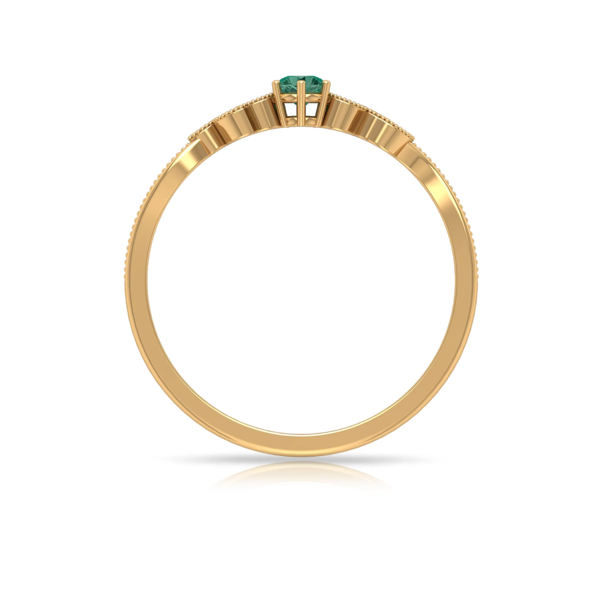 Minimal Green Sapphire and Diamond Leaf Promise Ring