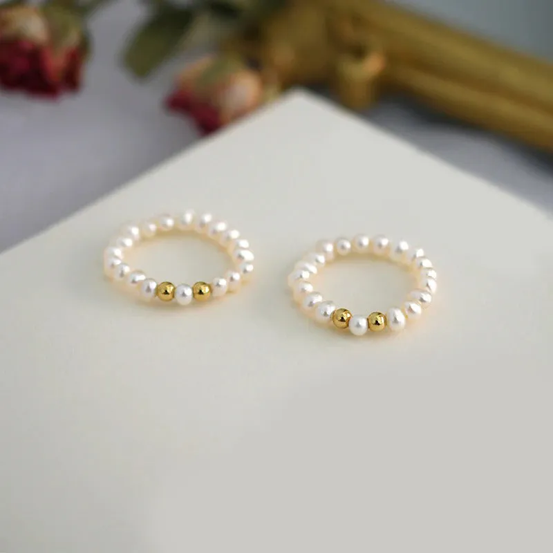 Minimalist Freshwater Pearl Accent Rings