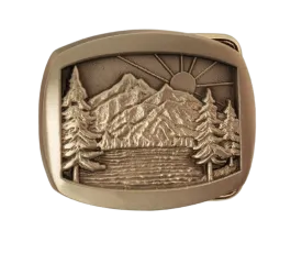 Nature Scene Small Belt Buckle Pewter