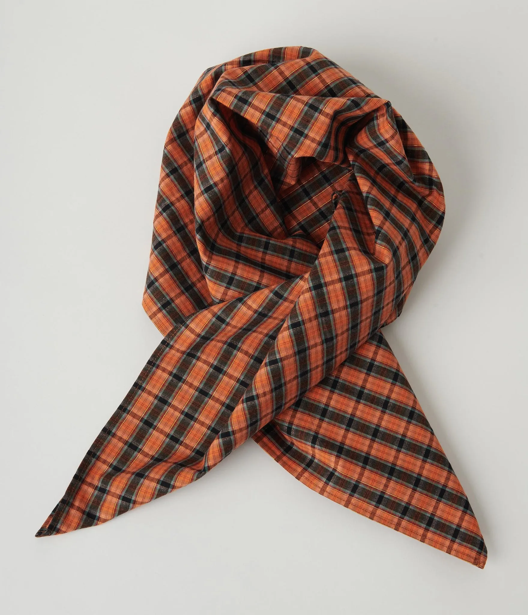 Orange Plaid Square Scarf by Unique Vintage