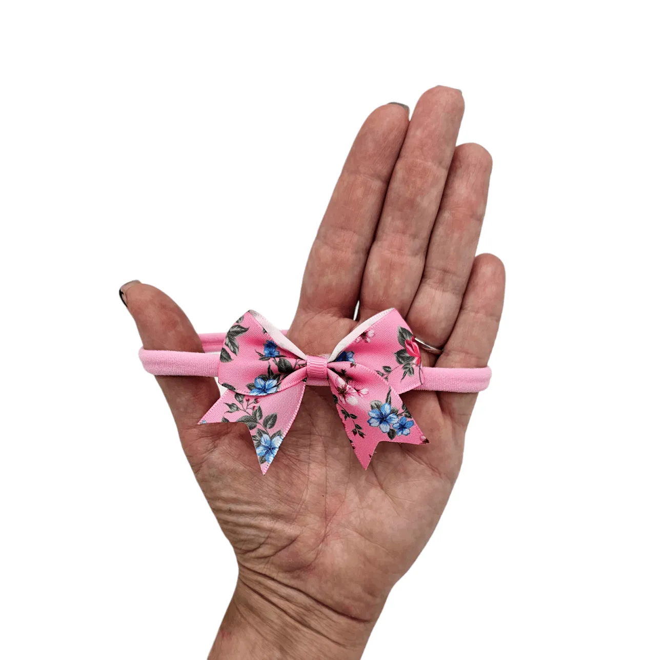 Pack of 3 - 2.5 Inch Pink Floral Kiss Dainty Bow on Headbands