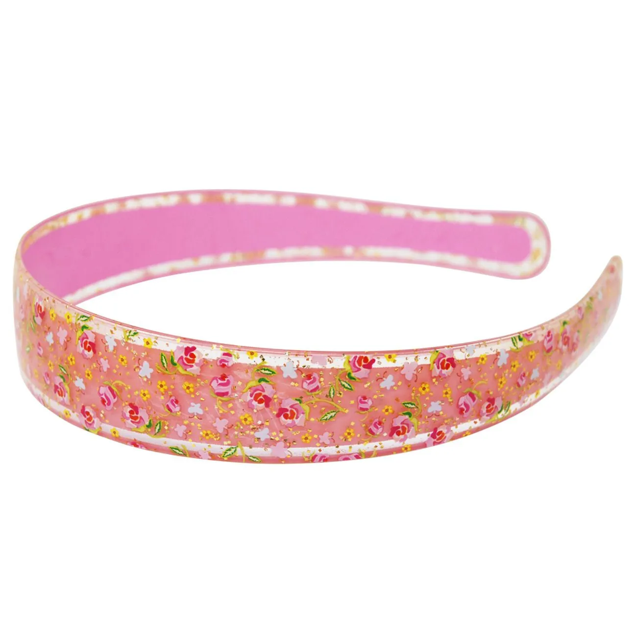 Pink Poppy Floral Print Glitter Headband Assorted Styles