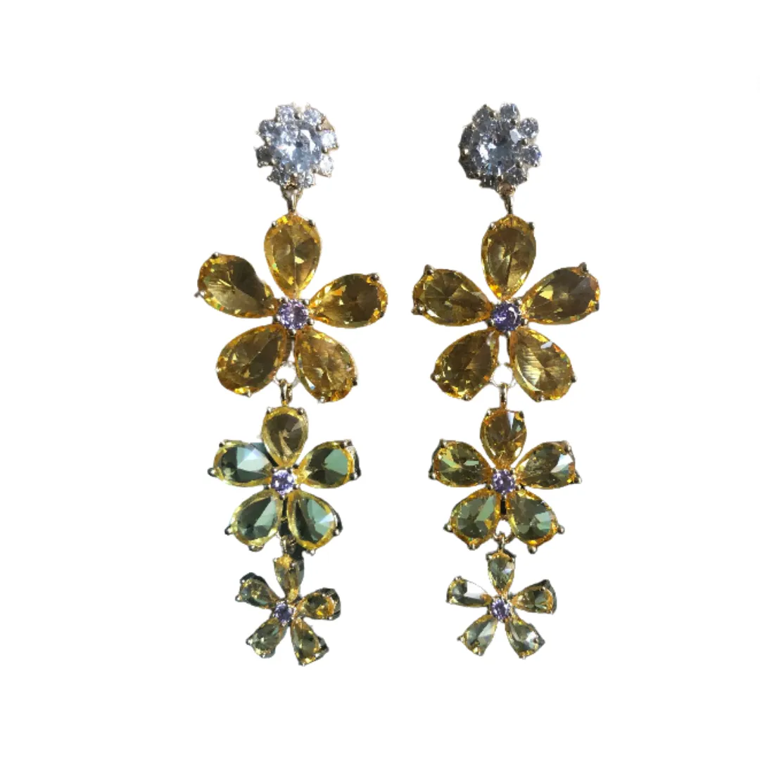 Pre Order: Candy Color Flower Zircon Earrings