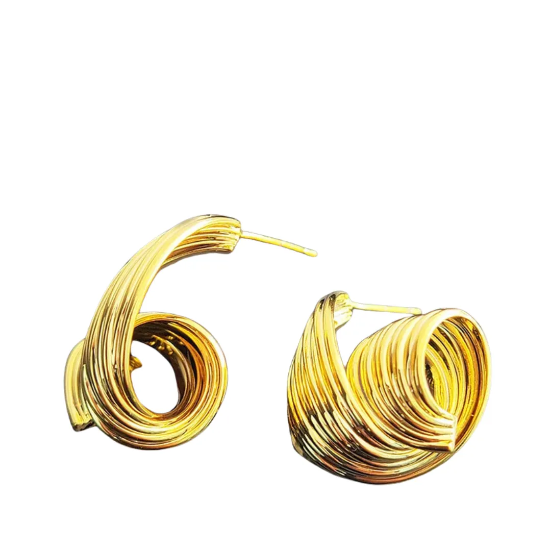 Pre Order:  Pleated Metal Stud Earrings