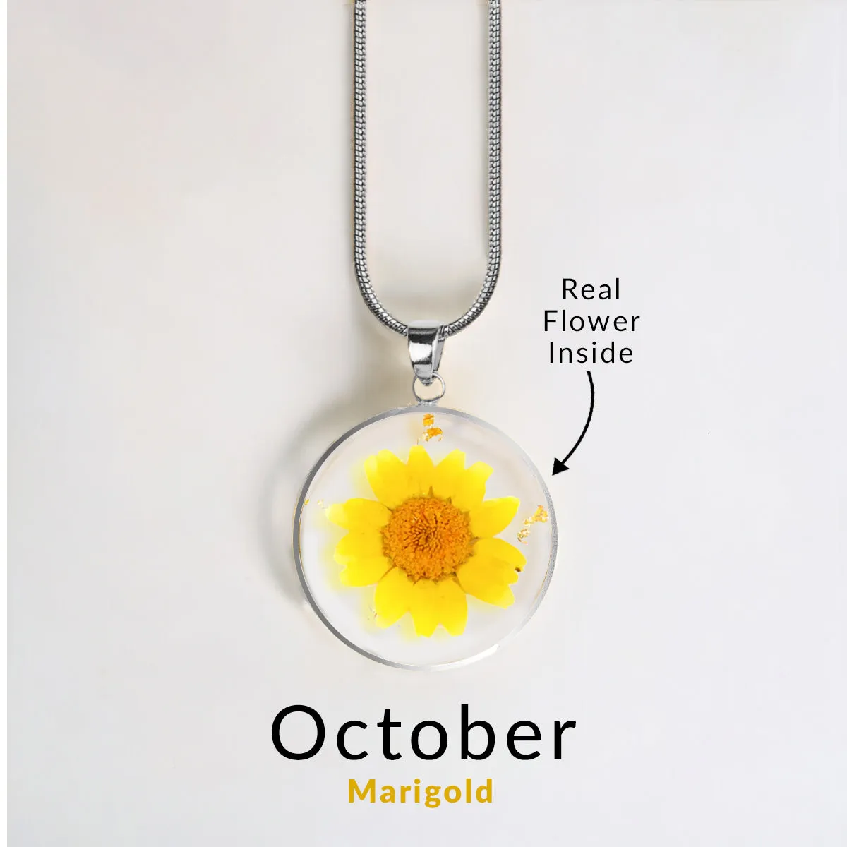 Pressed Birth Flower Necklace